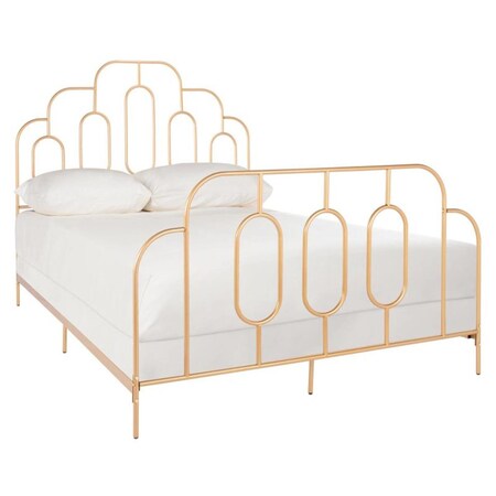 Safavieh Paloma Queen Size Gold Metal Retro Bed BED6201D-Q